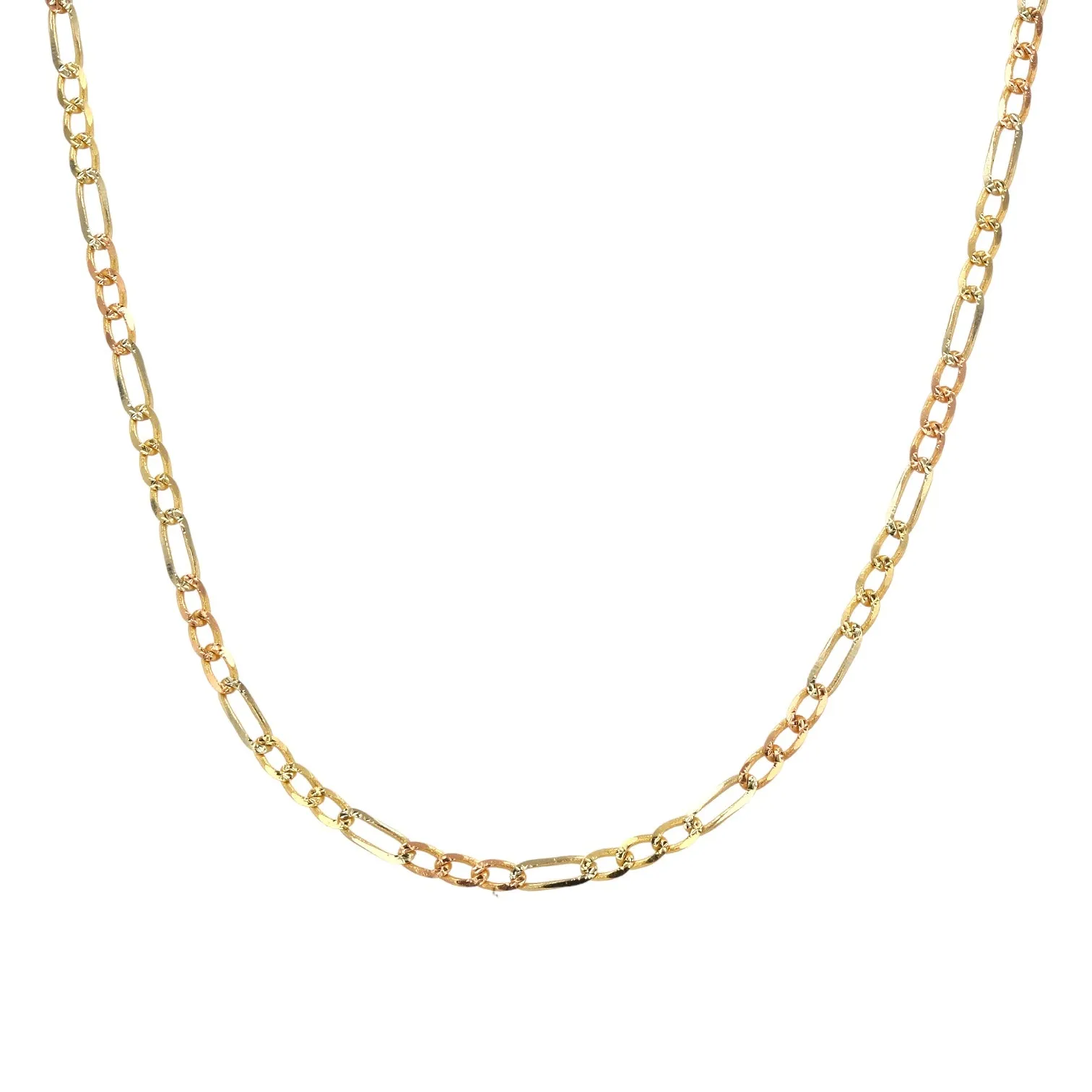 Three Color Gold Figaro Chain