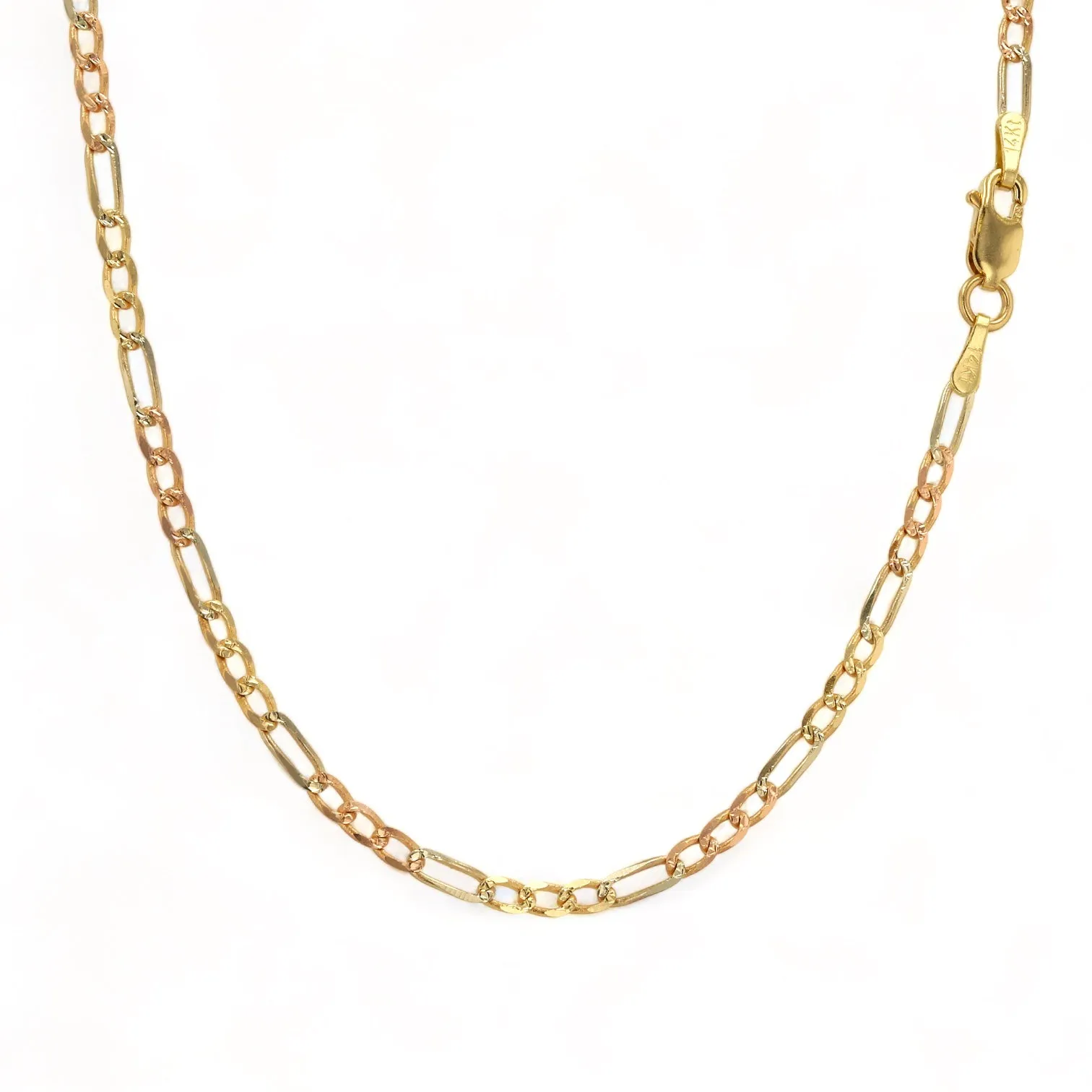 Three Color Gold Figaro Chain