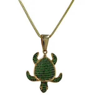 Yellow Gold Set Franco Chain Turtle Pendant