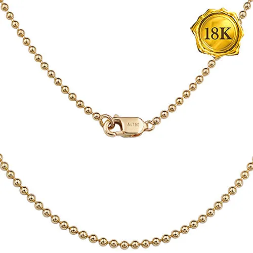 24INCH 18KT Solid Gold Mens Necklace with Bead Chain