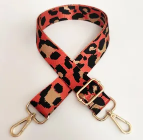 Adjustable Bag Strap - Salmon Leopard Print