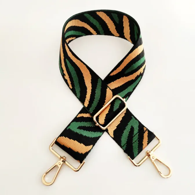 Adjustable Bag Strap - Apricot and Emerald Tiger Stripes