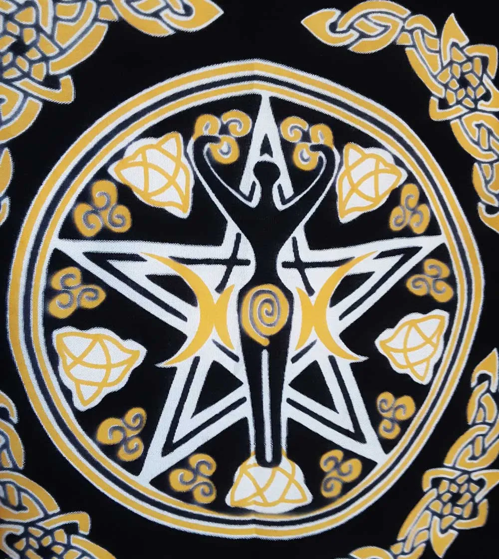 Celtic Knots Altar Cloth with Triple Moon Pentacle Goddess