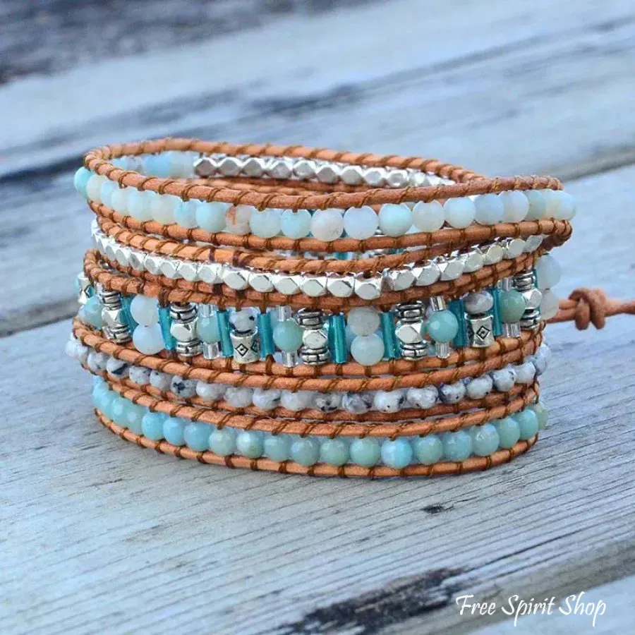 Amazonite Rutilated Quartz Wrap Bracelet