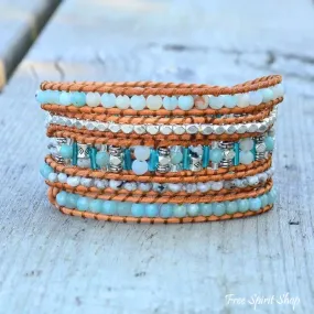 Amazonite Rutilated Quartz Wrap Bracelet