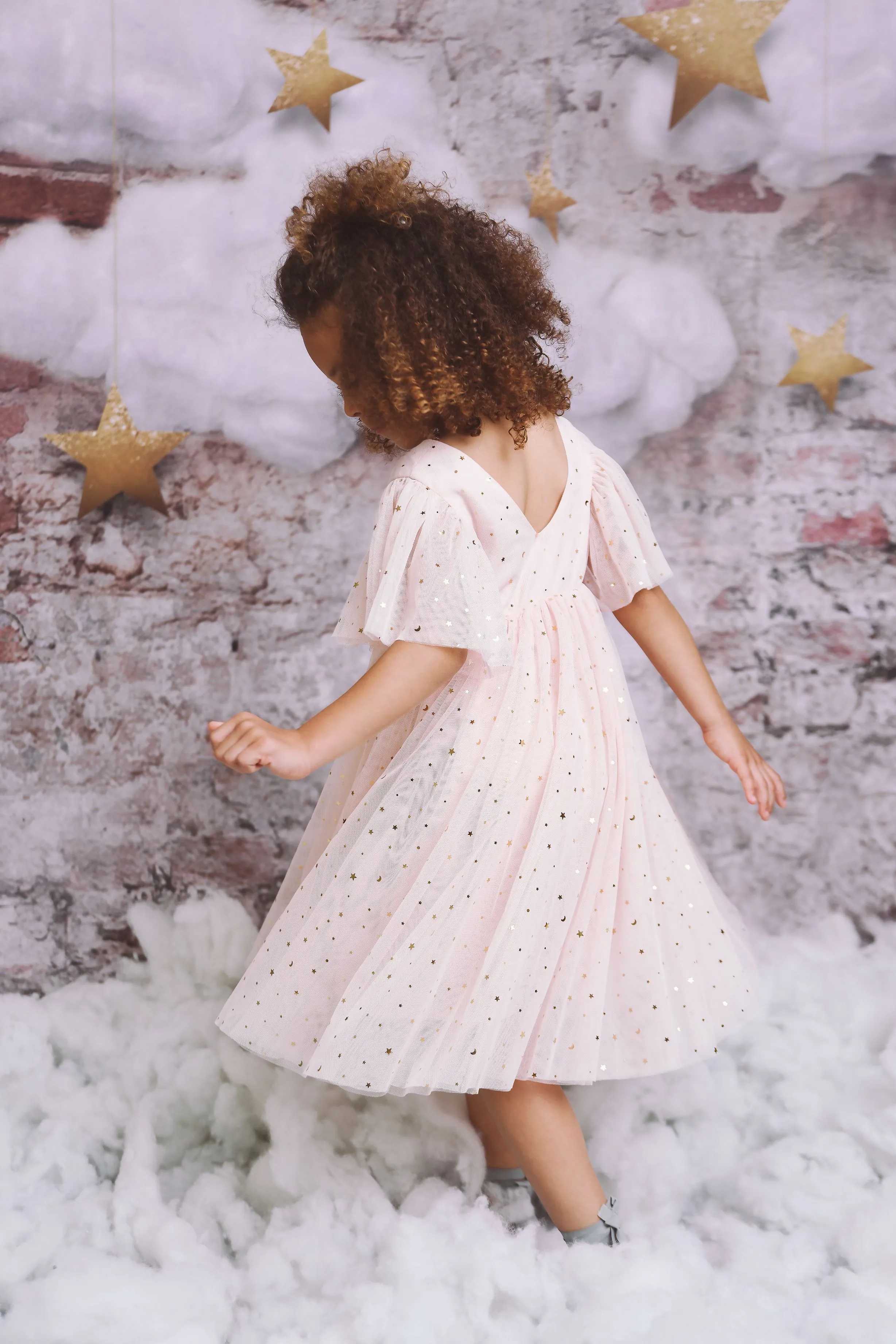 DOLLY STARS AND MOON TULLE PRINCESS DRESS ballet pink