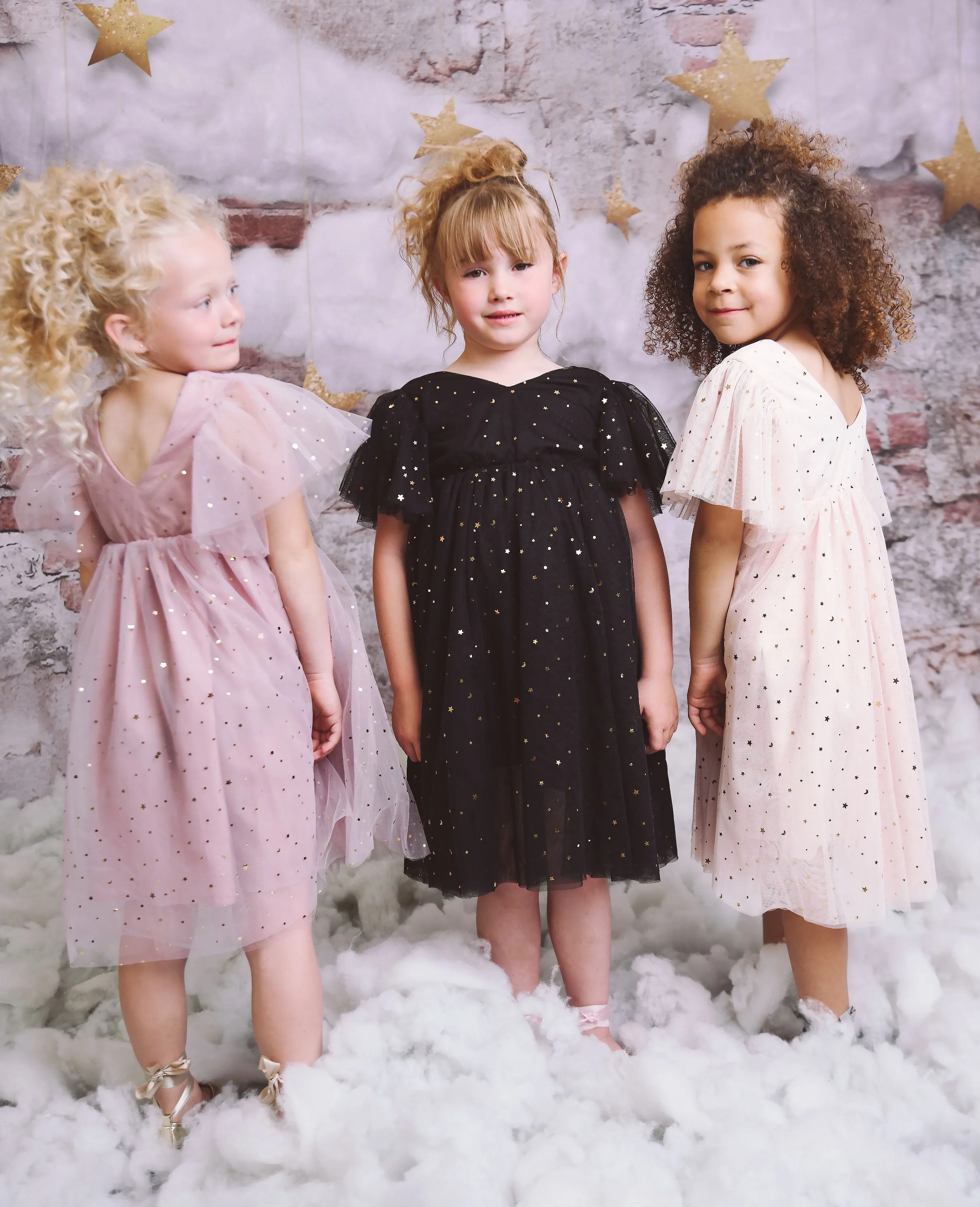 DOLLY STARS AND MOON TULLE PRINCESS DRESS ballet pink