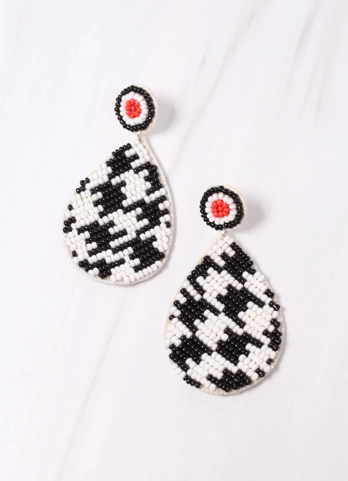 Earrings - Beaded Houndstooth