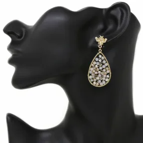 Bee Earrings with Glass Beaded Teardrops