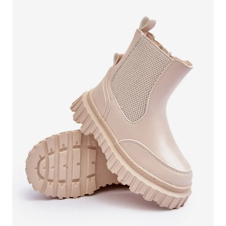 Beige Jolynn Children's Insulated Zipper Boots