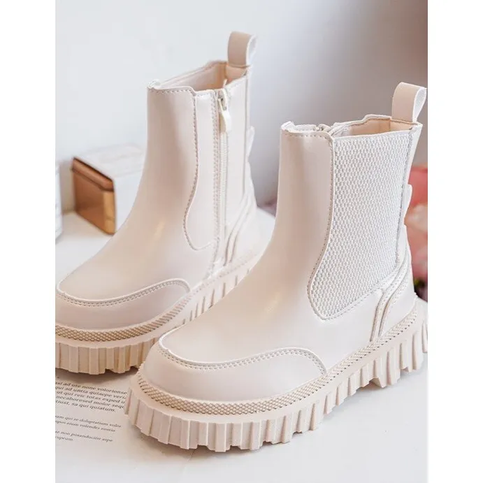 Beige Jolynn Children's Insulated Zipper Boots