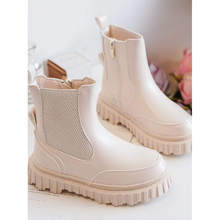 Beige Jolynn Children's Insulated Zipper Boots