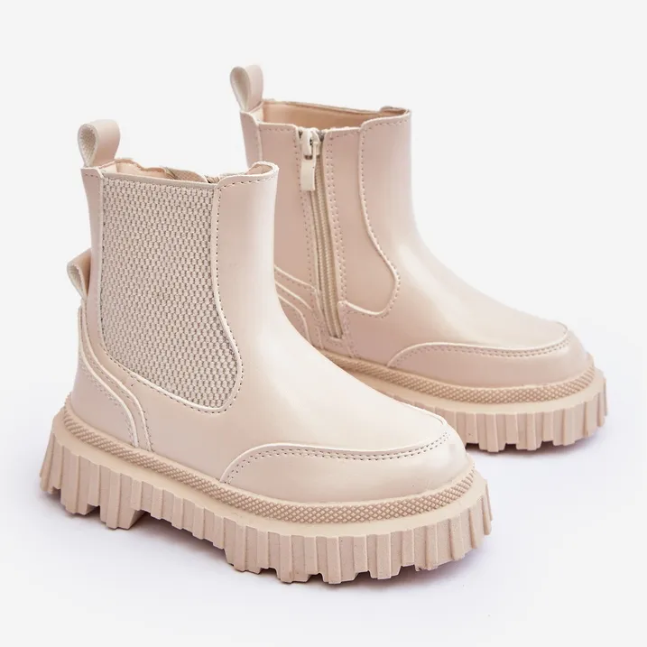 Beige Jolynn Children's Insulated Zipper Boots