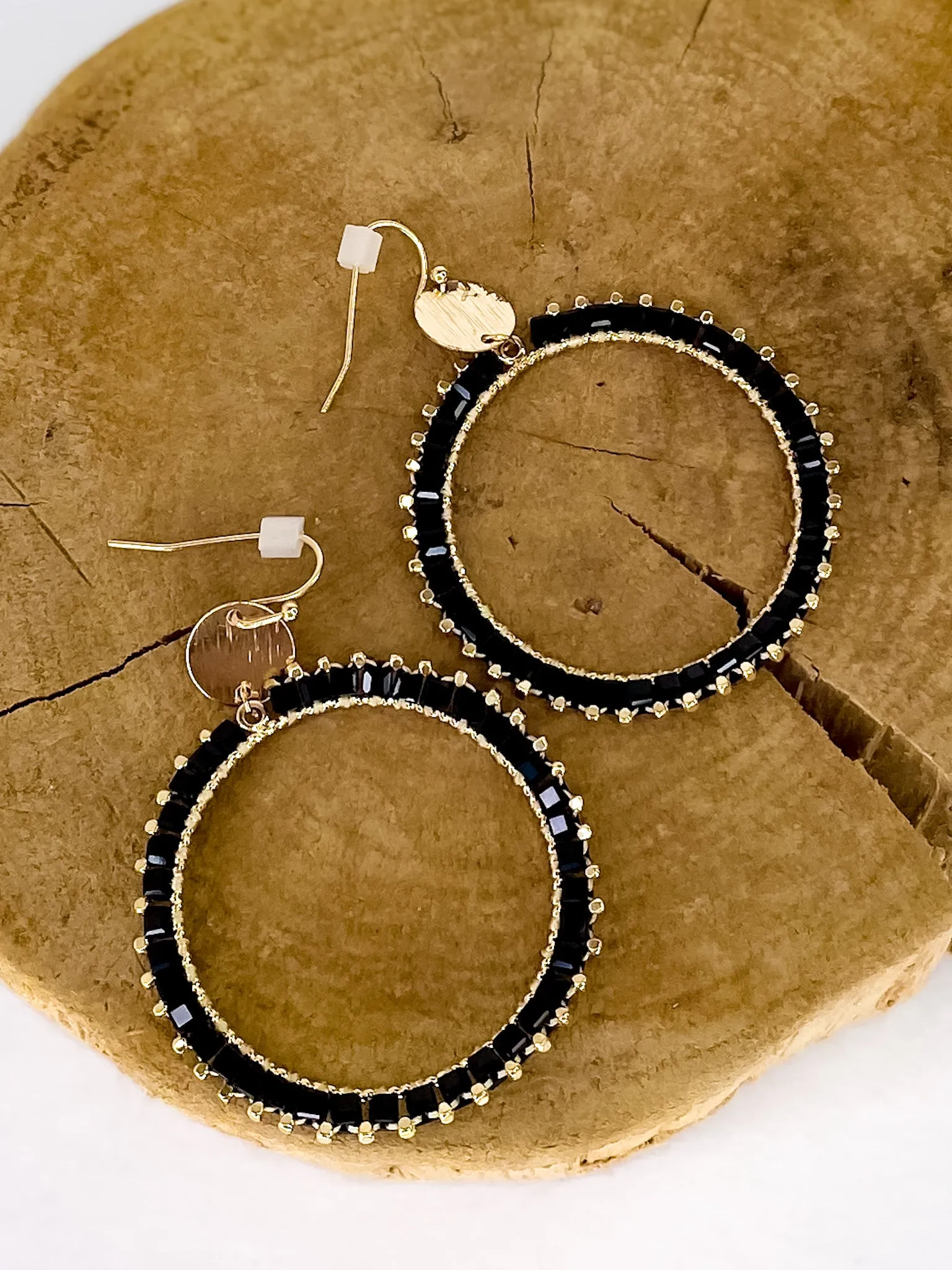 black-beaded-circle-earrings