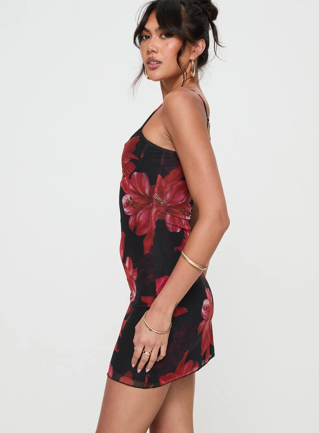 Black and Floral Mini Dress Kellers