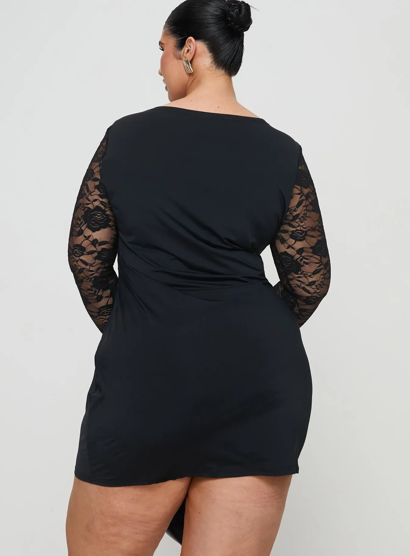 Black Curve Long Sleeve Mini Dress Covington