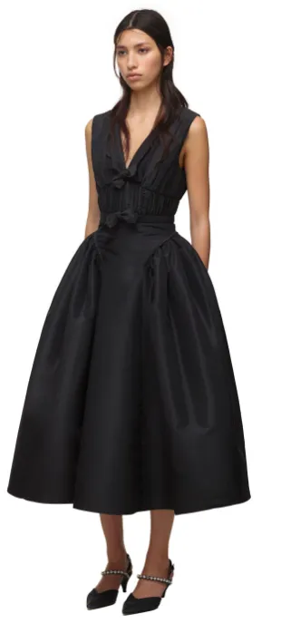 Midi Dress with Black Bow