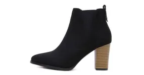 Black Pointed High Heels Ankle Chelsea Shoes Boots