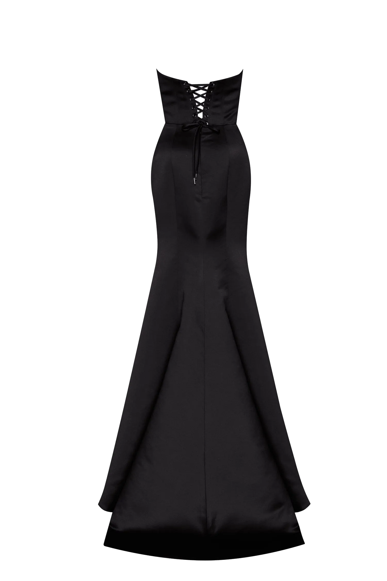 Black Strapless Evening Gown with Thigh Slit