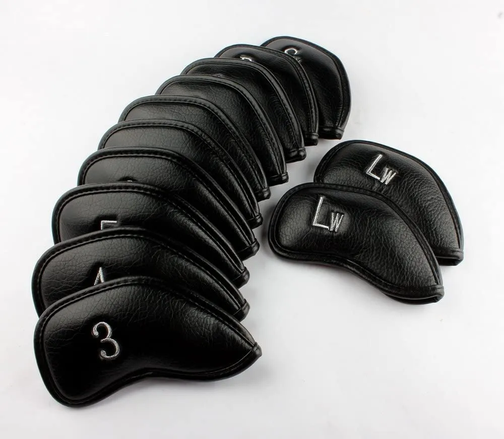 Black Synthetic Leather Golf Iron Covers Set by Volf Golf