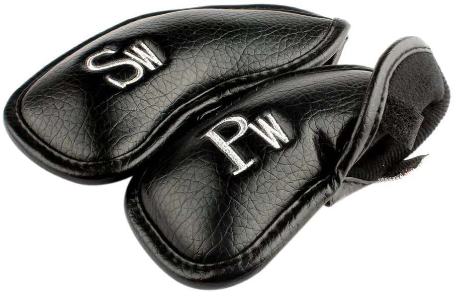 Black Synthetic Leather Golf Iron Covers Set by Volf Golf