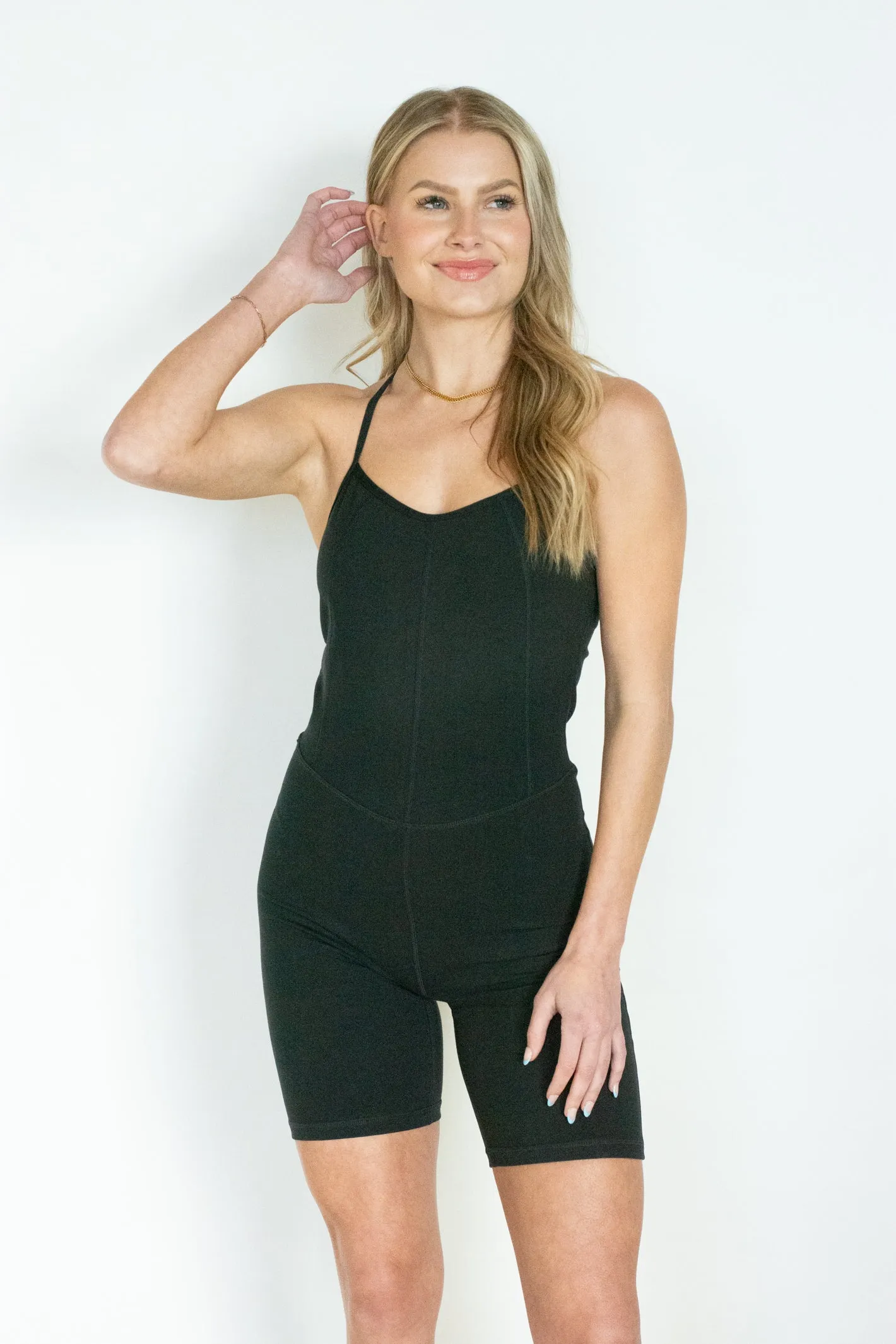 Black T-Strap Back Romper for Easy Livin'