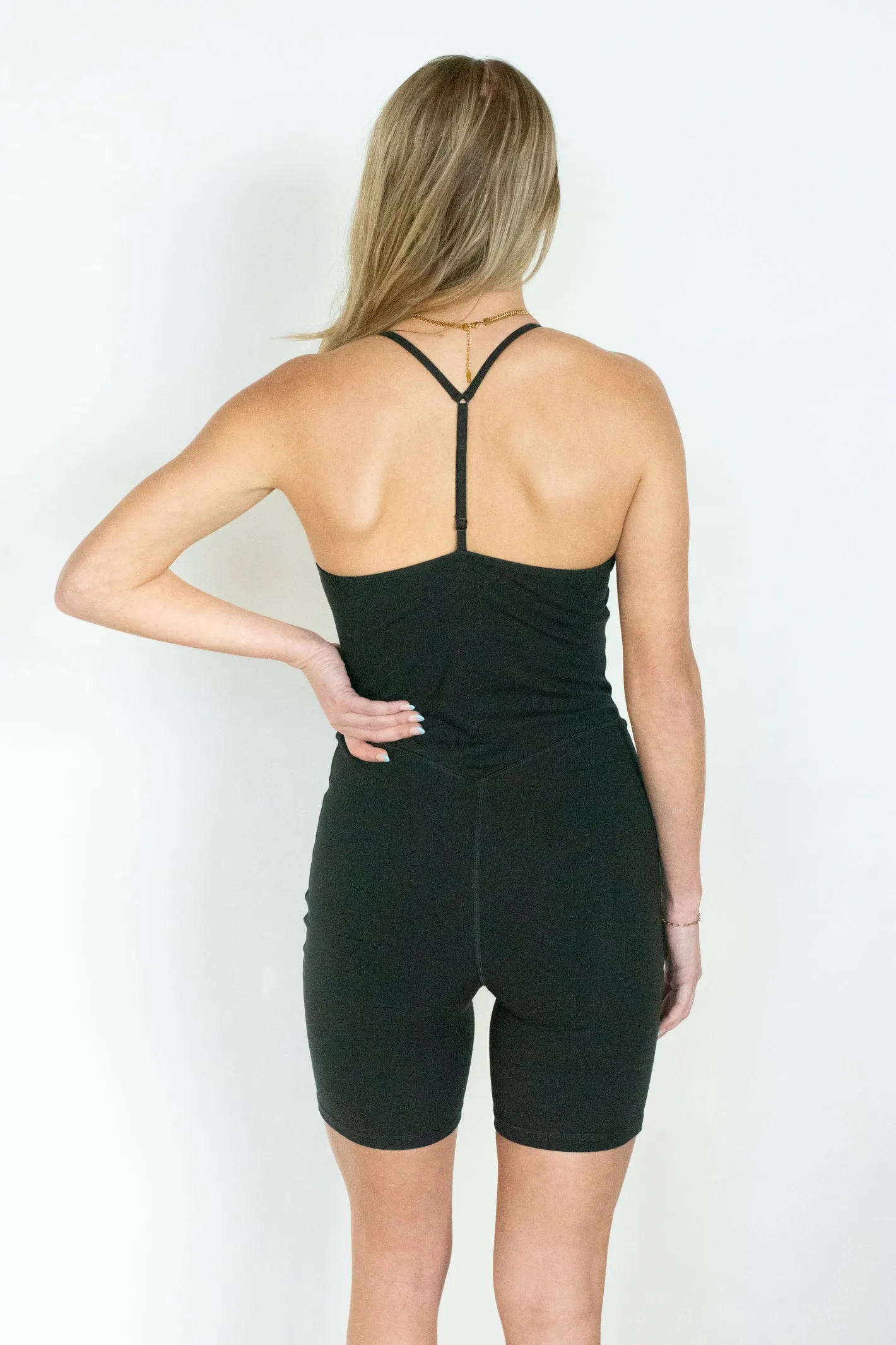 Black T-Strap Back Romper for Easy Livin'