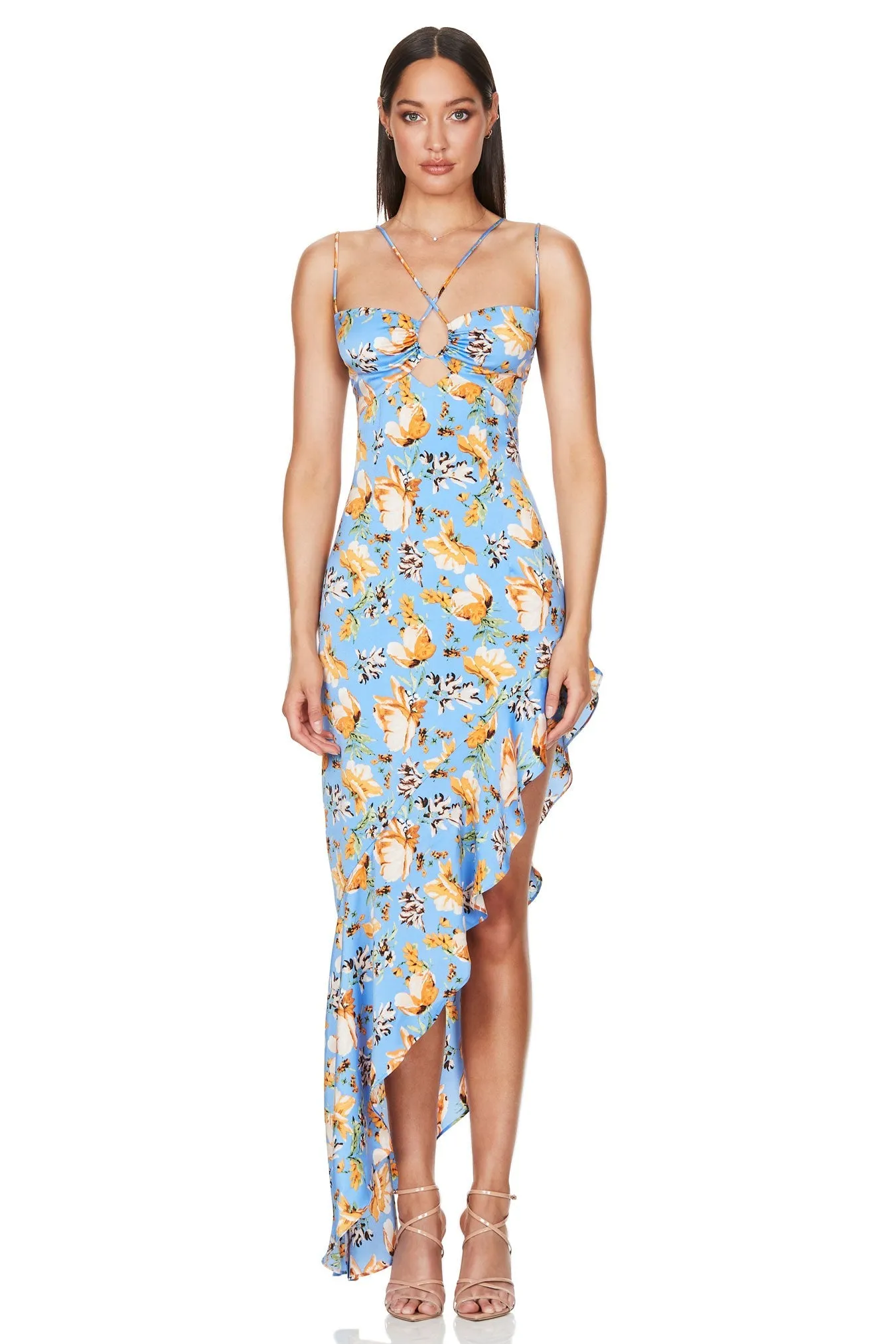 Blue Floral NOOKIE Simone Frill Maxi