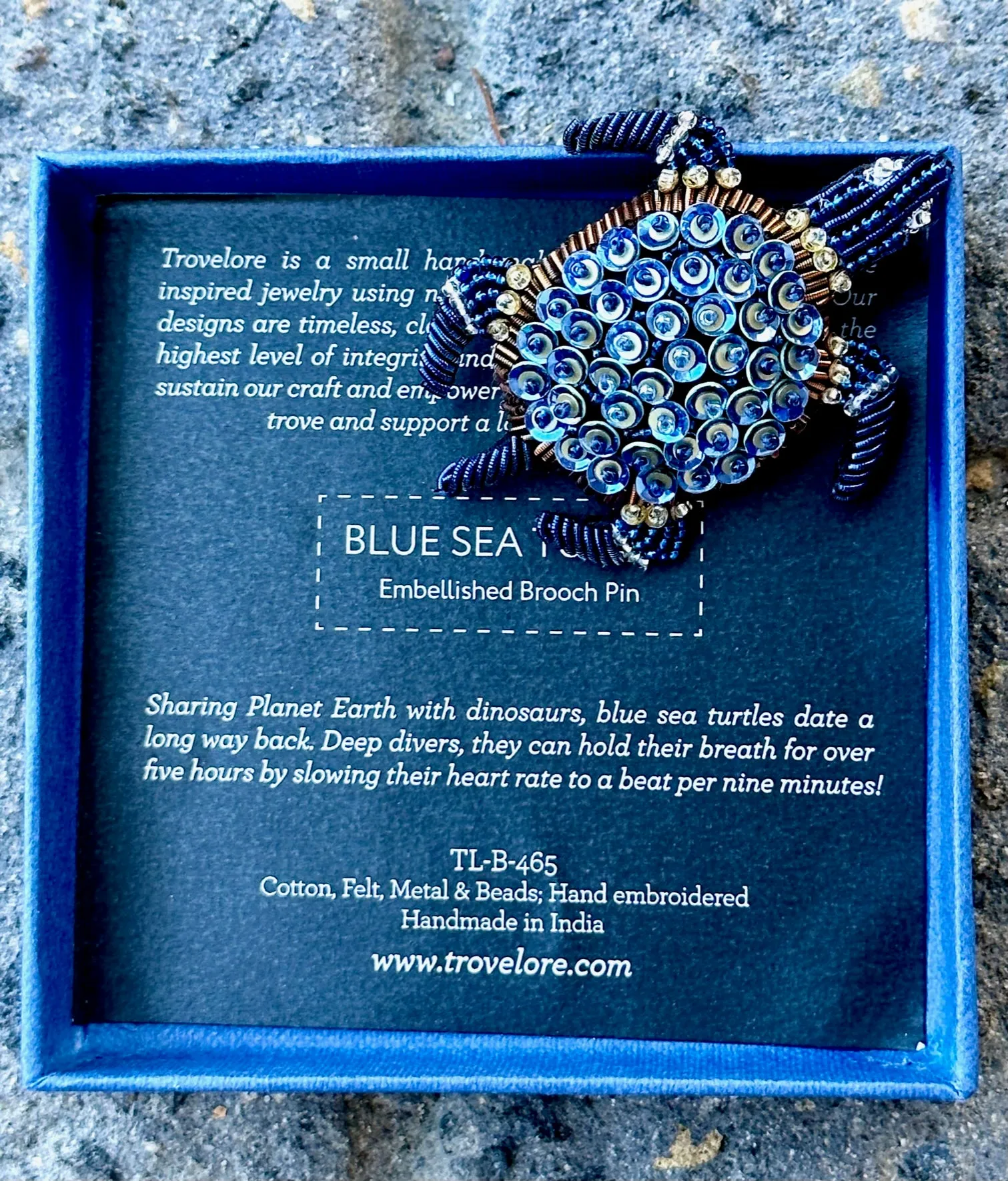 Blue Sea Turtle Brooch