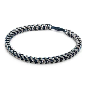 Blue Ion Plated Stainless Steel Franco Chain Bracelet