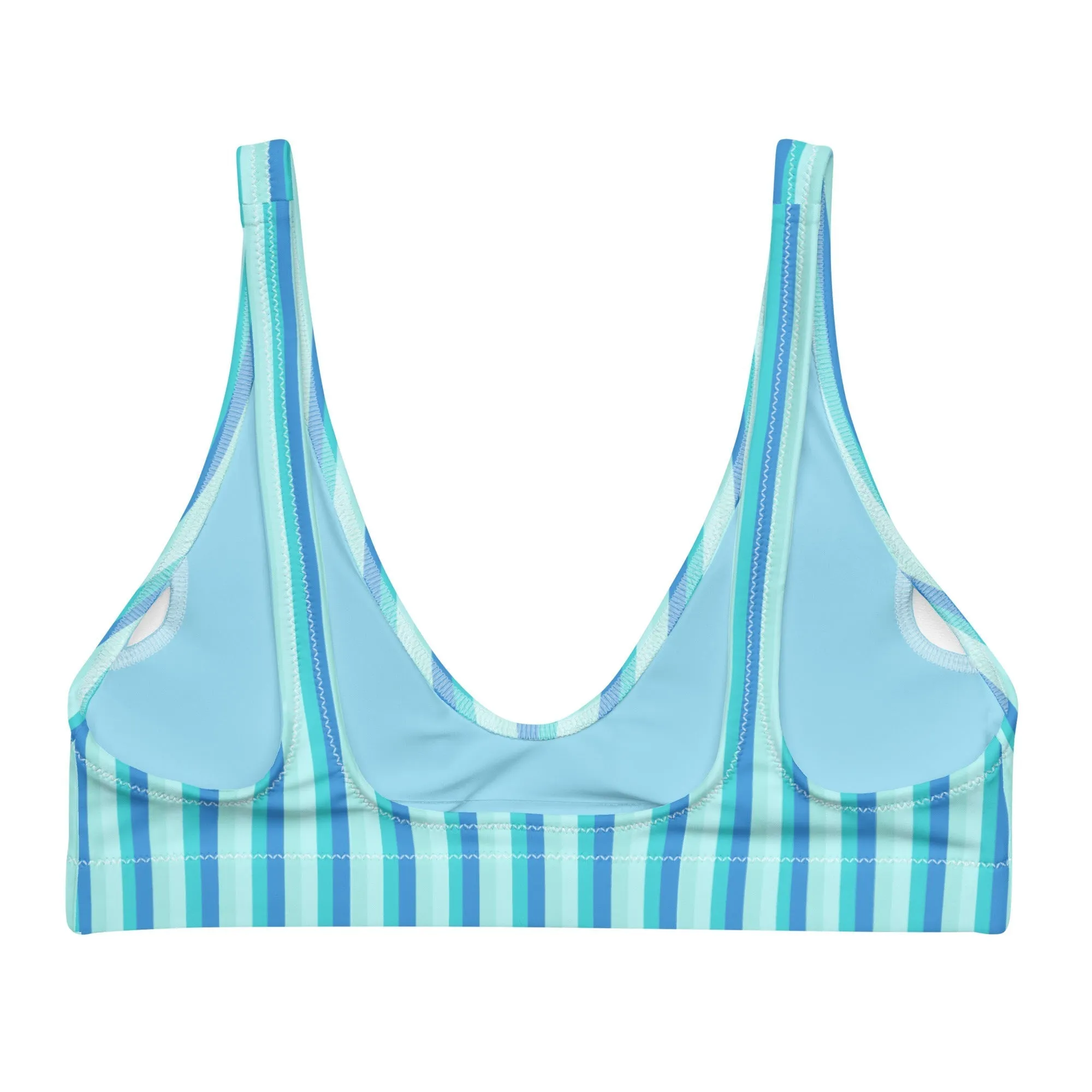 Blue Striped Eco Padded Bikini Top