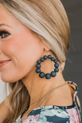 Dark Navy Hoop Earrings