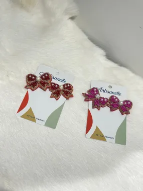 Bow Shape Beaded Earrings