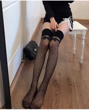 Special Offer: Buy 2, Get 1 Free on Dot Bowknot Thigh Stockings