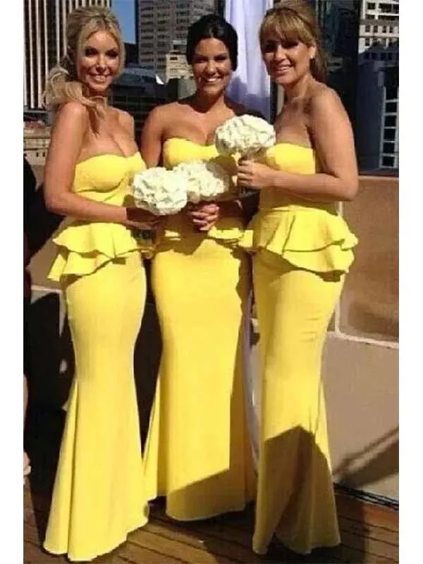 Bright Yellow Mermaid Bridesmaid Dresses