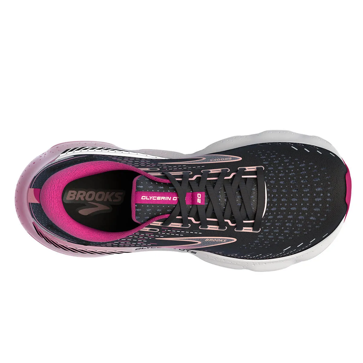 Womens Black/Fuchsia/Linen Brooks Glycerin GTS 20