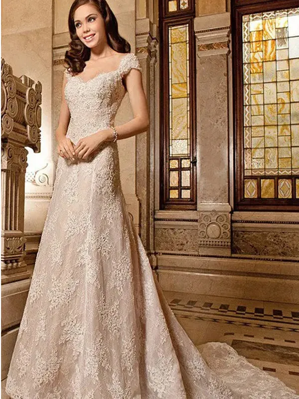 Elegant Cap Sleeves A-line Prom Dress with DB10977