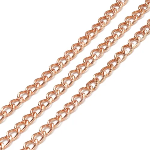 Rose Gold Chain Aluminium Twisted Curb Open Link 10x6.5mm