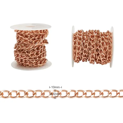 Rose Gold Chain Aluminium Twisted Curb Open Link 10x6.5mm