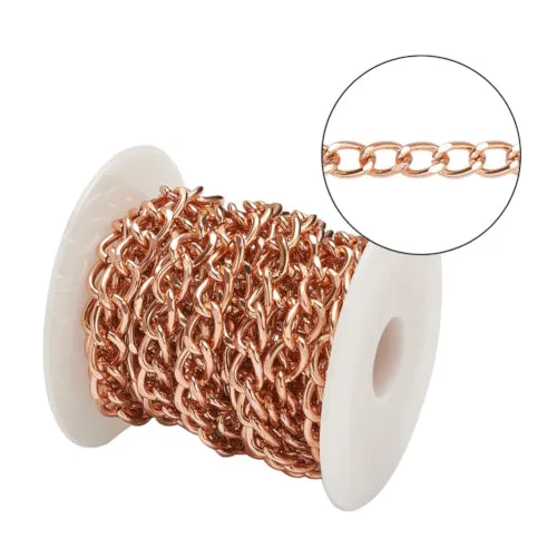 Rose Gold Chain Aluminium Twisted Curb Open Link 10x6.5mm