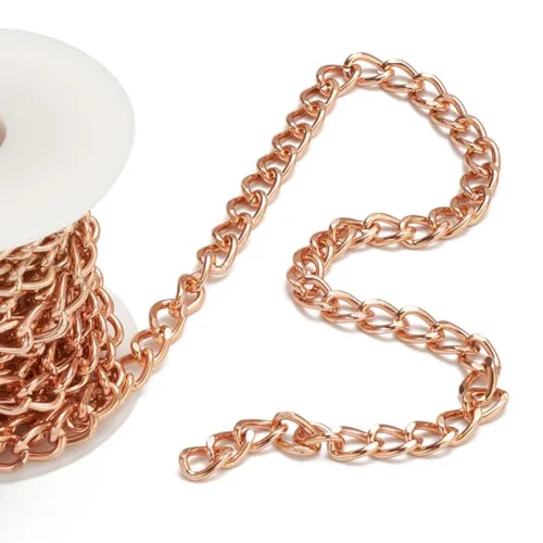 Rose Gold Chain Aluminium Twisted Curb Open Link 10x6.5mm