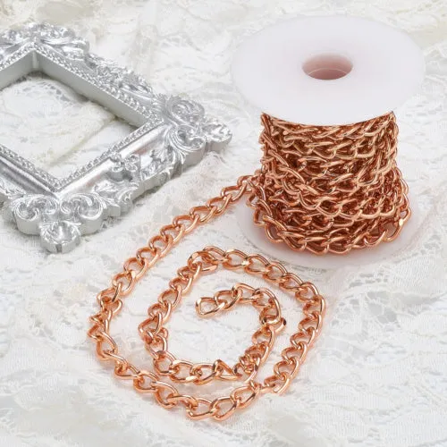 Rose Gold Chain Aluminium Twisted Curb Open Link 10x6.5mm