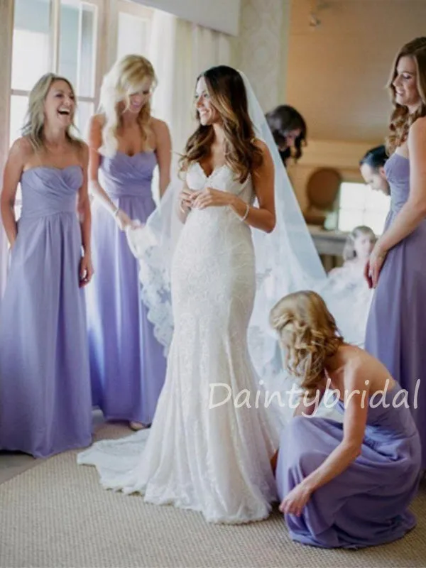 Charming A-line Long Bridesmaid Dresses in Chiffon