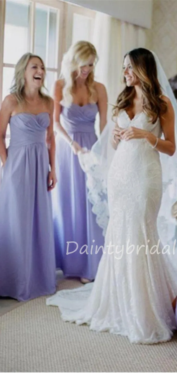 Charming A-line Long Bridesmaid Dresses in Chiffon