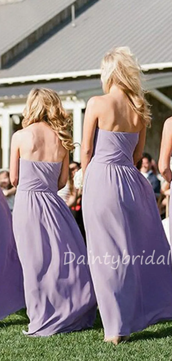 Charming A-line Long Bridesmaid Dresses in Chiffon