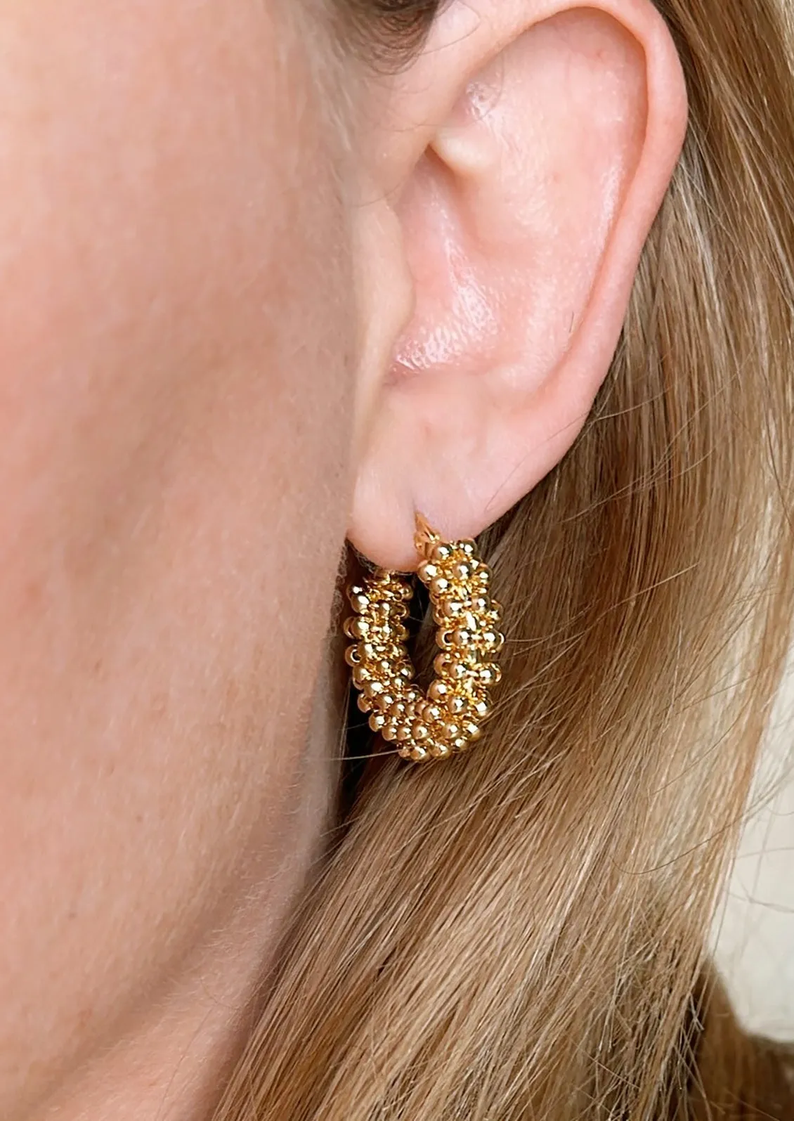 Trendy Beaded Hoop Earrings