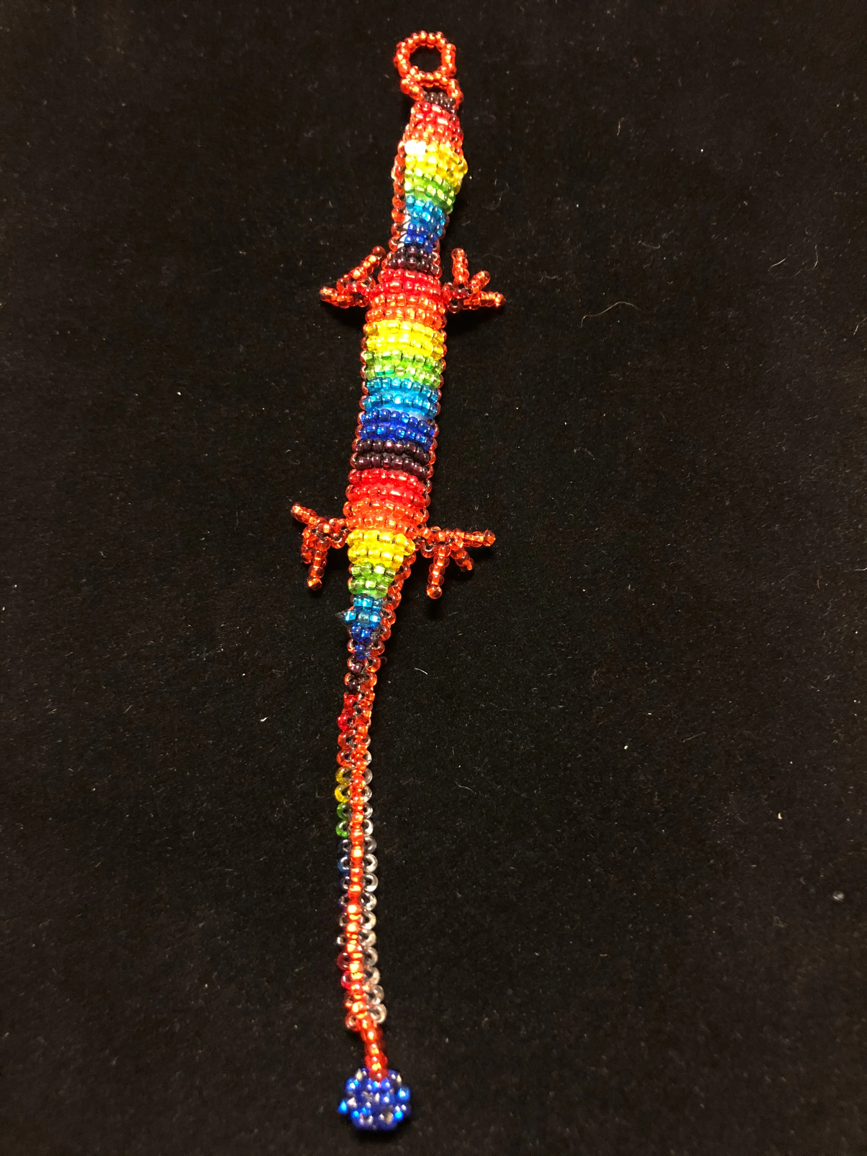 Hand-Beaded Guatemalan Gecko Bracelet with Glass Beads