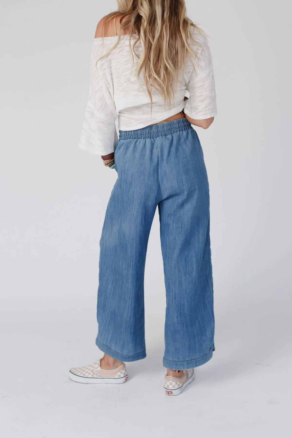 Comfort Wide Leg Denim Pants - Denim