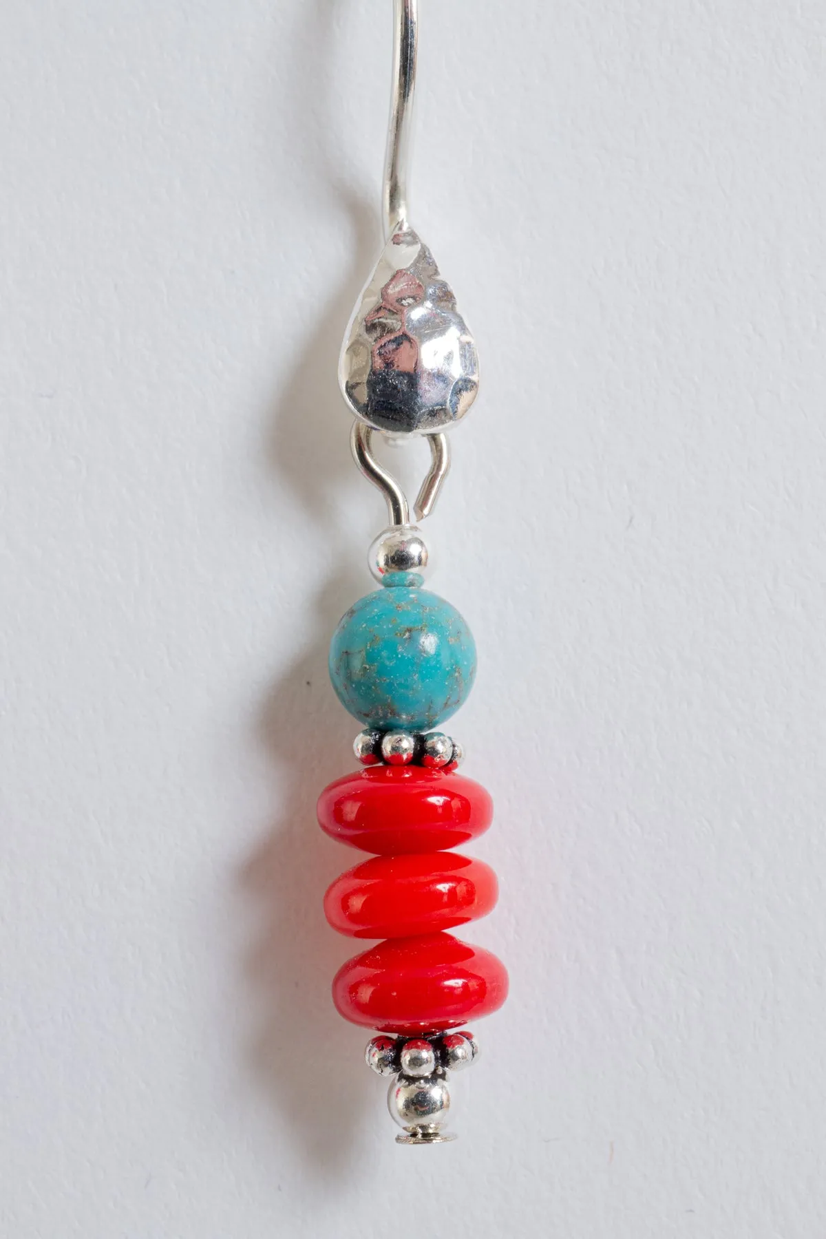 Coral Turquoise Beaded Earrings