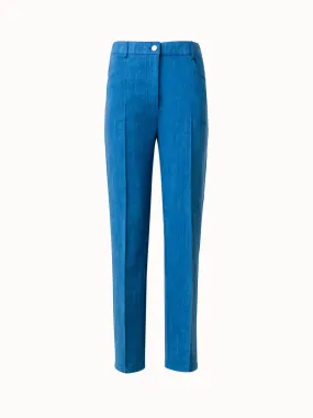 Cotton Denim Stretch Pants with Cropped Straight Leg